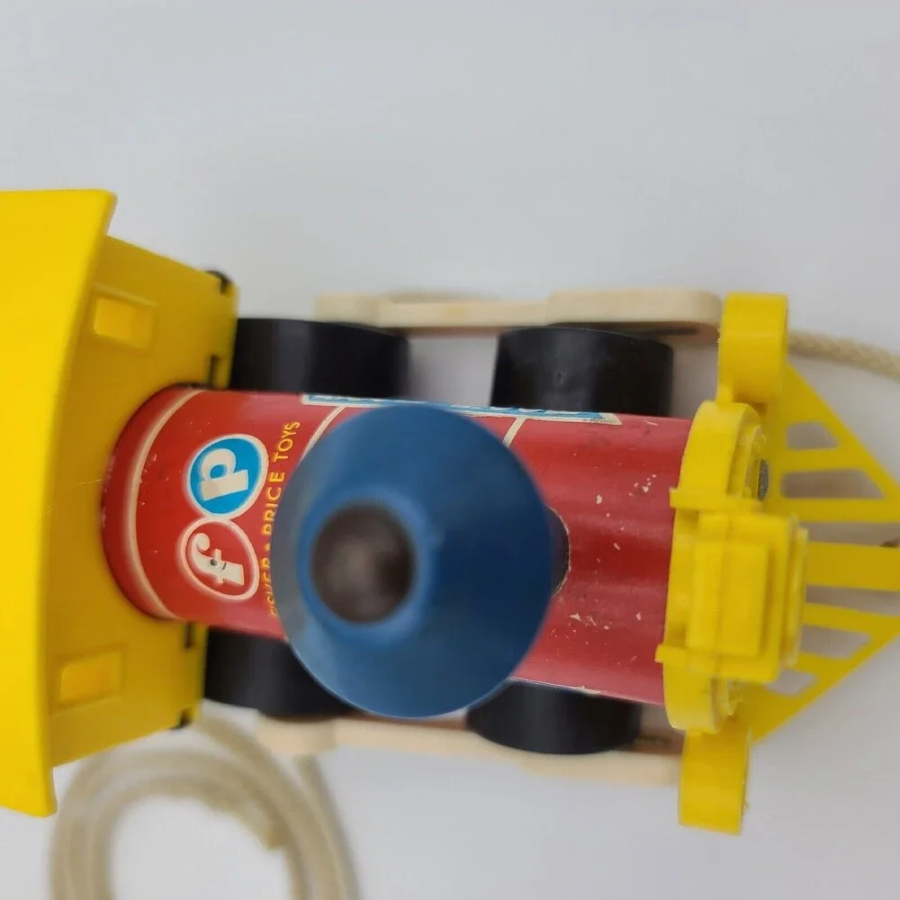 Vintage 1964 Fisher Price 643 Toot-Toot Train Engine Wooden Pull Toy